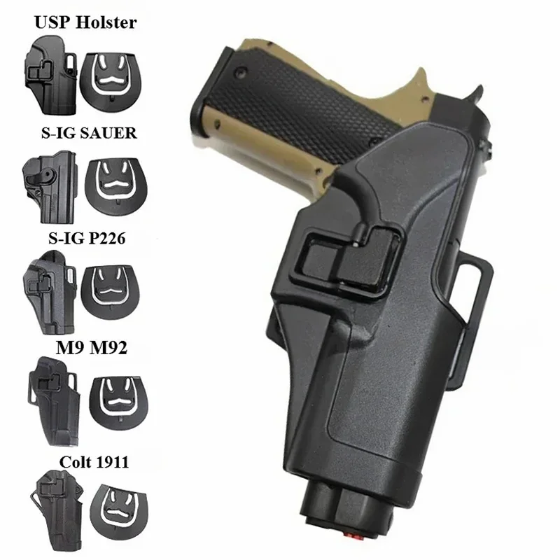 2024 Tactical Gun Holster For Glock 17 19 M9 Colt 1911 Sig Sauer P226 HK USP Airsoft Belt Holster General Hunting Pistol Case