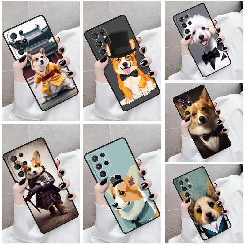 

Phone Case For Samsung Galaxy S24 S23 S21fe S22 Ultra Plus Note 10 20 S8 S9 S10 Cover Corgi in a Suit
