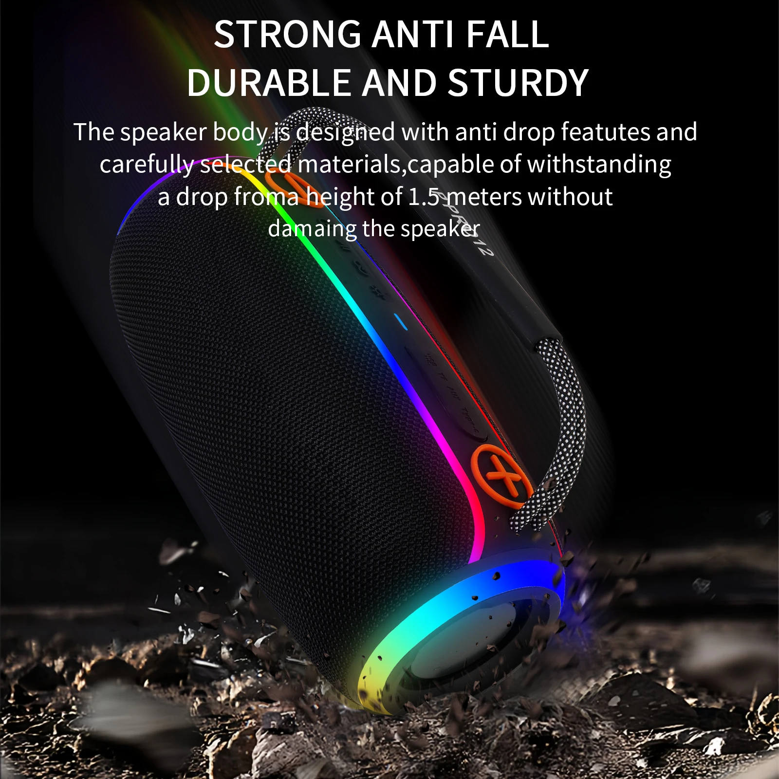QUEED P Pro12 Outdoor Bluetooth Speaker Waterproof Portable Subwoofer Powerful Bass RGB Lights TF Card Slot USB AUX Support
