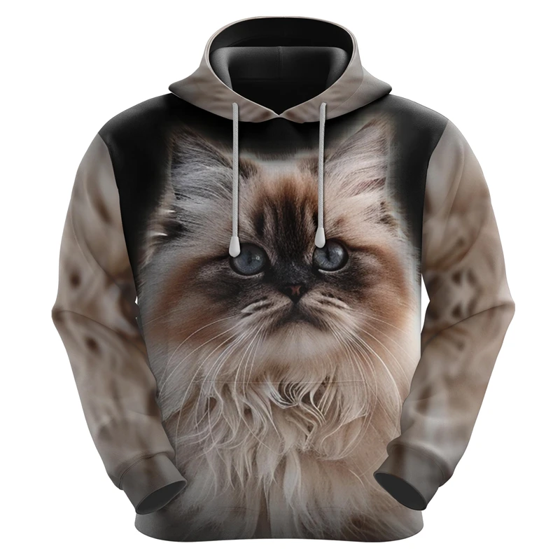 Cute Cat Pattern Hoodies Fashion Men Women 3D Animals Printed Hooded Sweatshirt Casual Harajuku Kids Pullovers Loose Tops New In