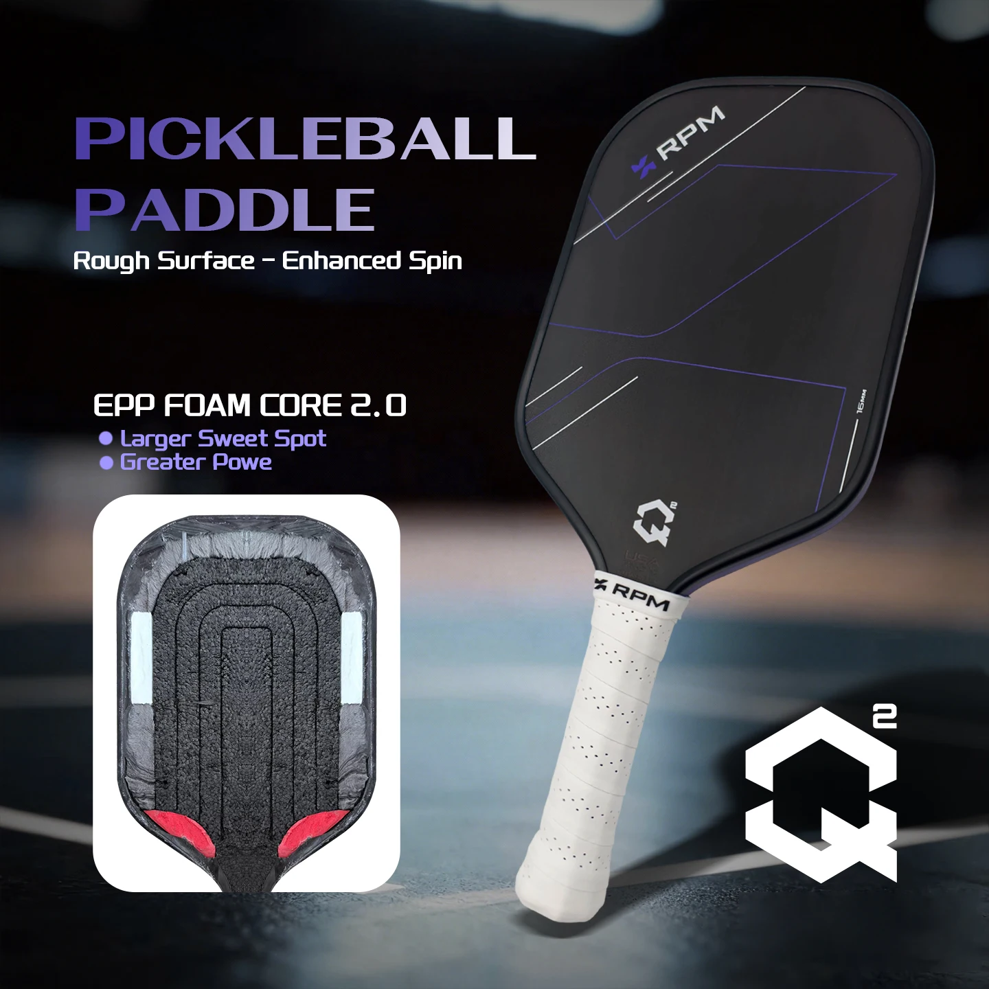Pala de Pickleball RPPM Q2 Termoformada de una Pieza con Núcleo de Espuma EPP Completa