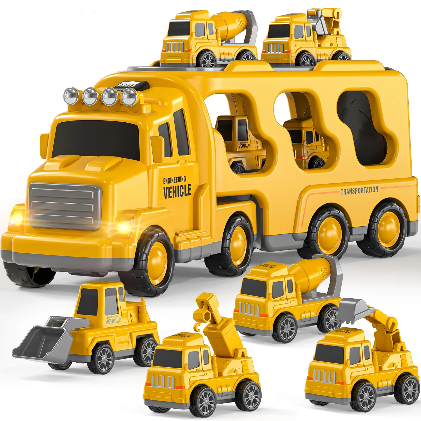 5 in 1 Toys for Construction Vehicles Transport Truck Carrier Toy Kids Toys Truck for , Gifts for Kids Boys Girls