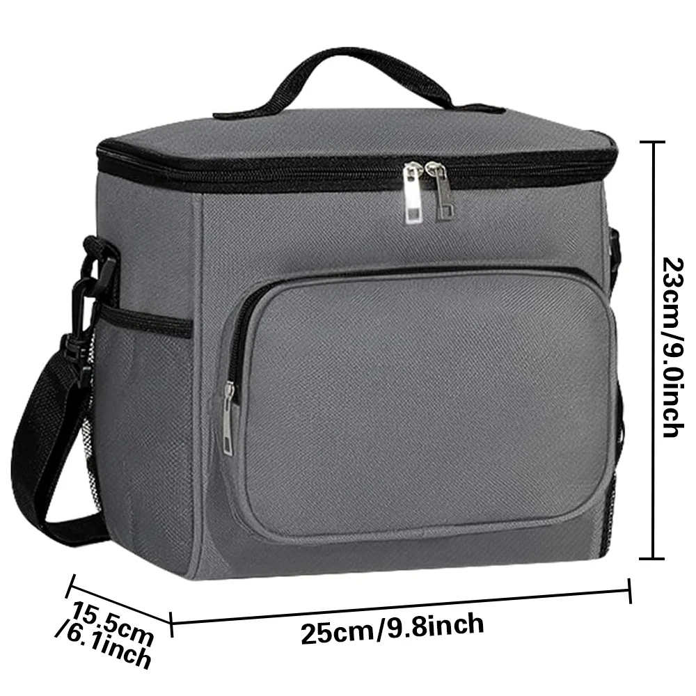 Boîte à lunch compacte en gris pour adultes, isolée thermiquement, série d'impression de lettres noires, sac de rangement des aliments, respectueux de l'hygiène