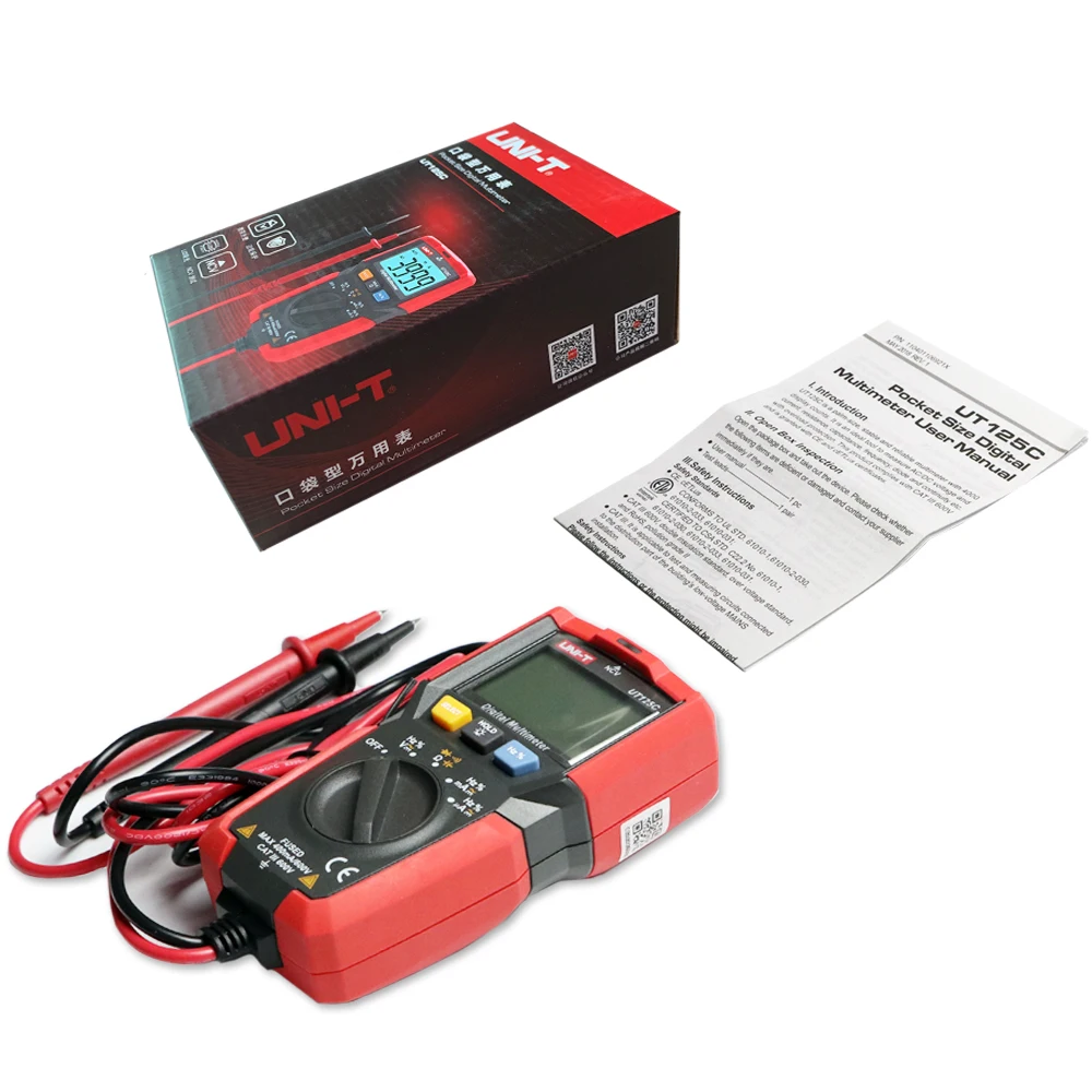 Mini multímetro digital UNI-T ut125c, testador de frequência e resistência a capacitância, proteção de sobrecarga com ferramenta de detecção sonoro, ncv