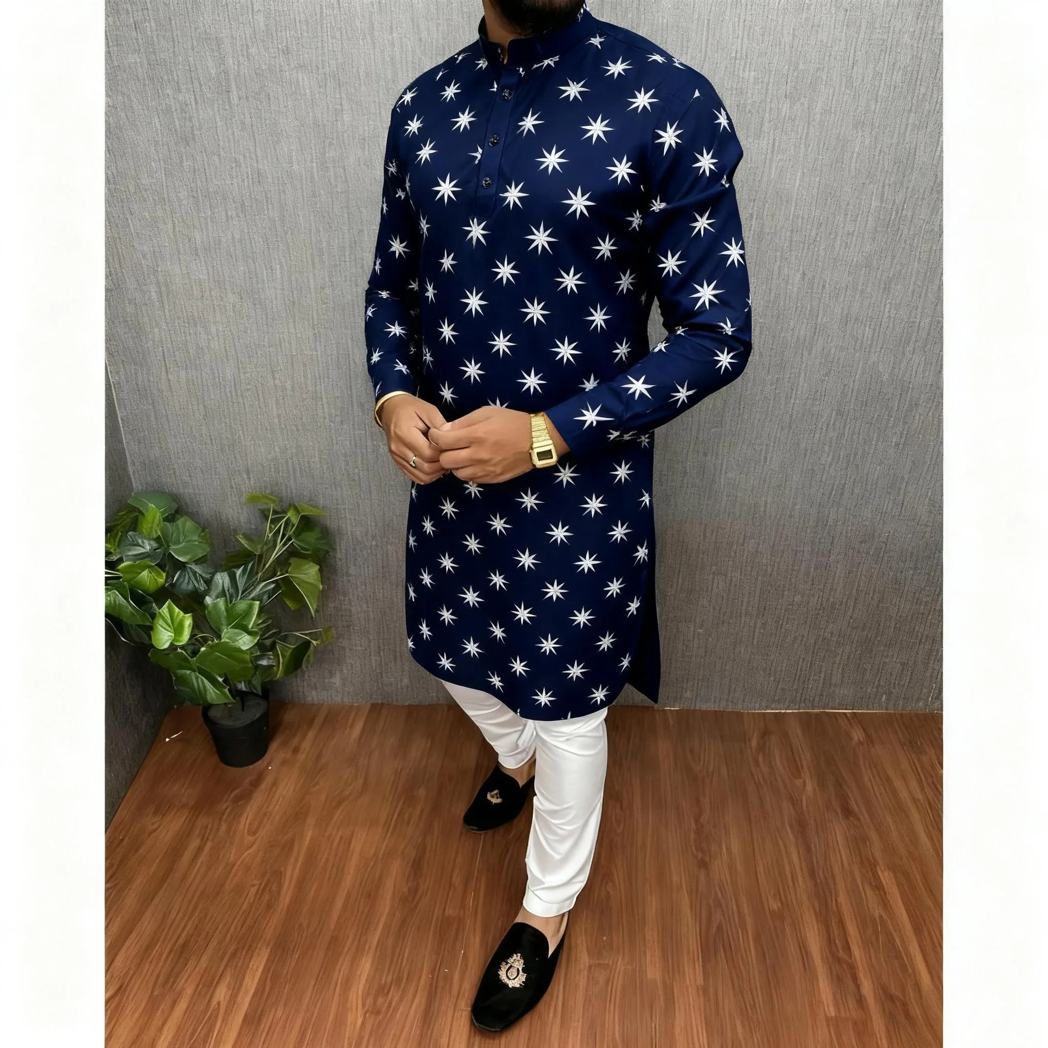 2026 New Traditional Clothing For Men Asian And South Asian Styles Mandarin Collars Men's Polo Sleeves Vetement Musulman Homme