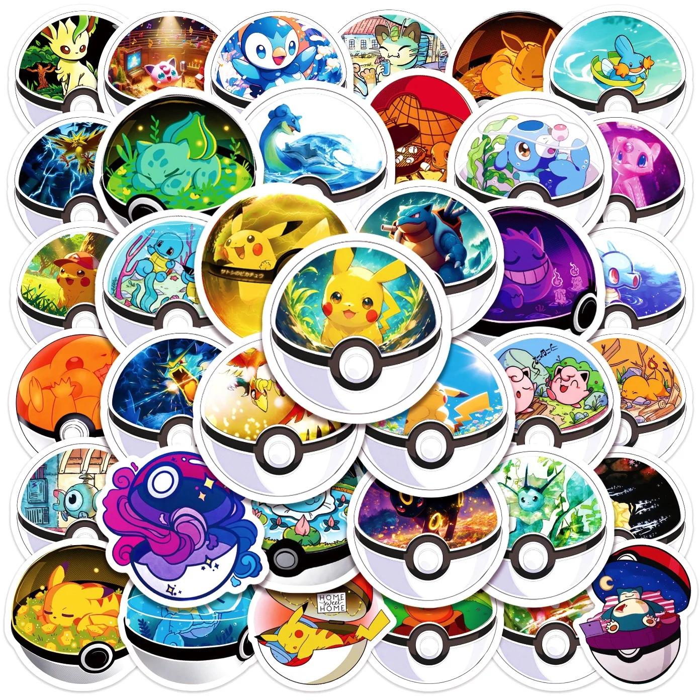 10/30/50PCS Pikachu Pokemon Fairy Ball Graffiti Stickers Cute Pokemon Anime Decal For Laptop Guitar Wardrobe Classic Kid Toys