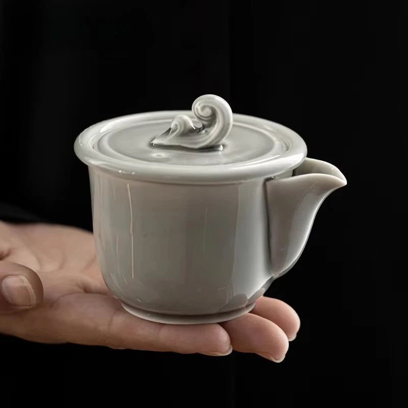 Hielo 150ml esmalte gris Gaiwan cerámica japonés Simple casa tetera  kungfú Pu'er Té sopera maestro tetera  té regalo