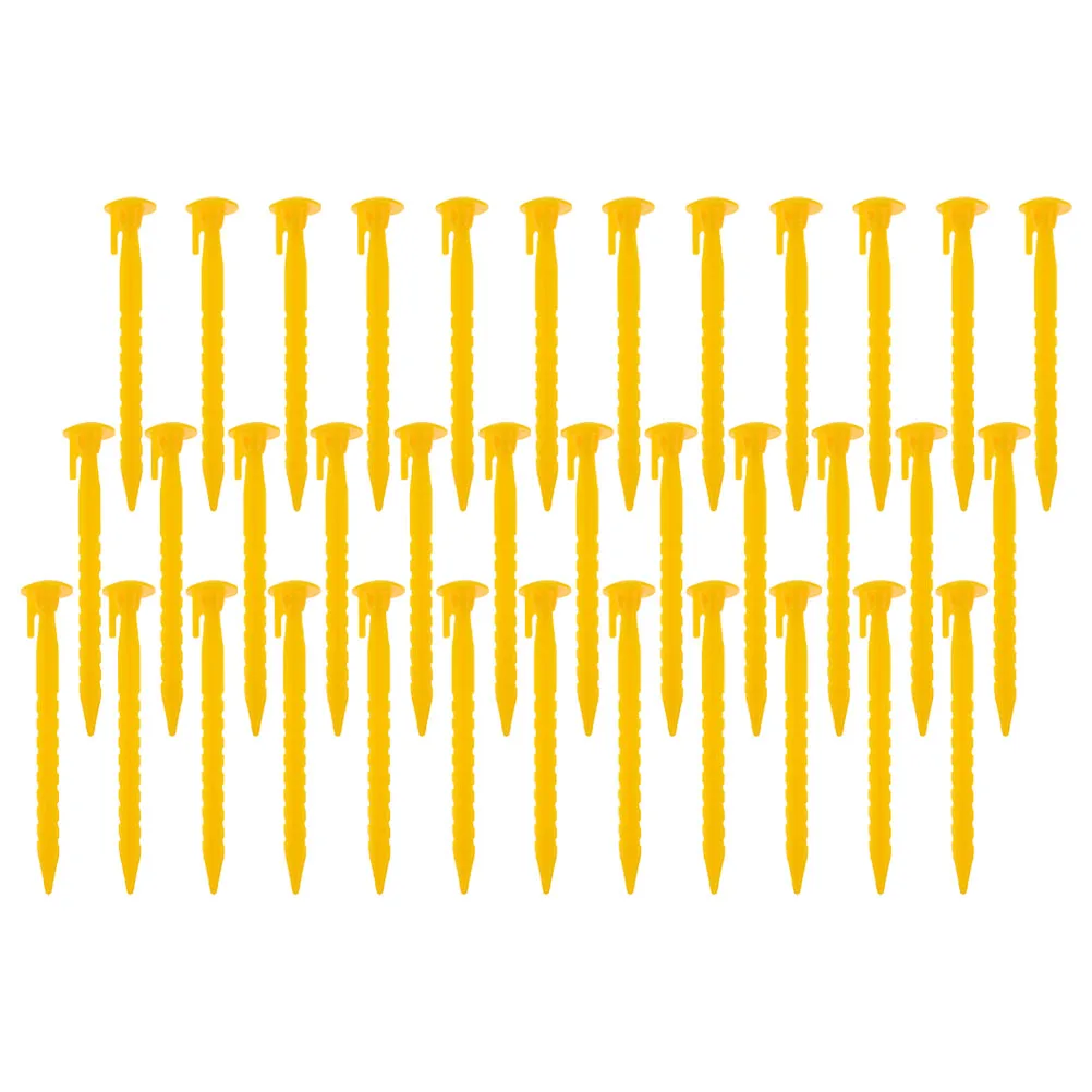 36 قطعة من أوتاد الخيمة البلاستيكية المتينة تصميم مسنن للتخييم والشاطئ في الهواء الطلق أوتاد مرساة شديدة التحمل للخيام والأقمشة المظلة باللون الأصفر