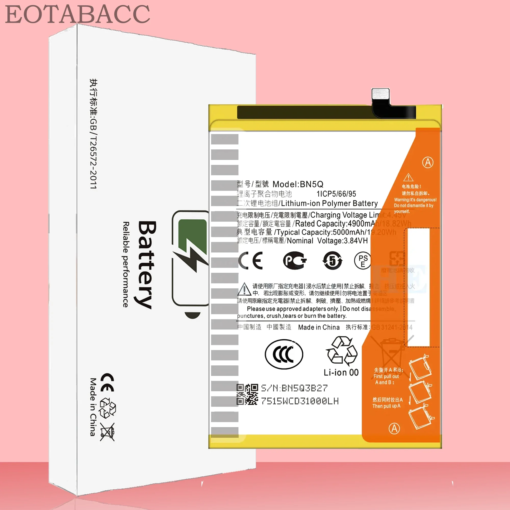 EOTABACC 100% Original New Replacement Battery BN5Q For Xiaomi POCO C65/POCO M6 5G/REDMI 13C Phone Battery+Tools