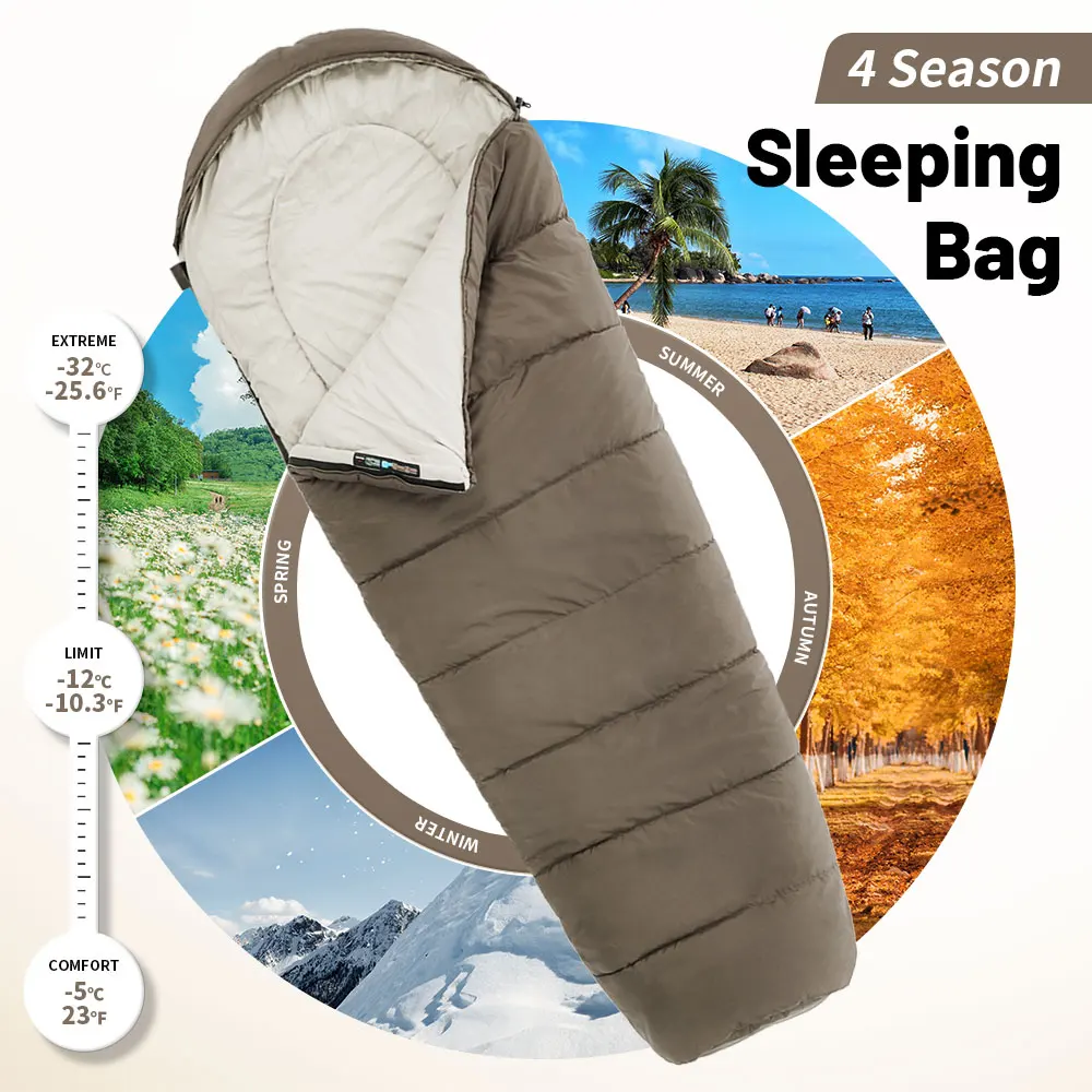 Naturehike Winter Sleeping Bag MJ600 -12℃ Mummy Sleeping Bag MJ300 -1℃ Cotton Sleeping Bag Outdoor Cold-proof Warm Sleeping Bag