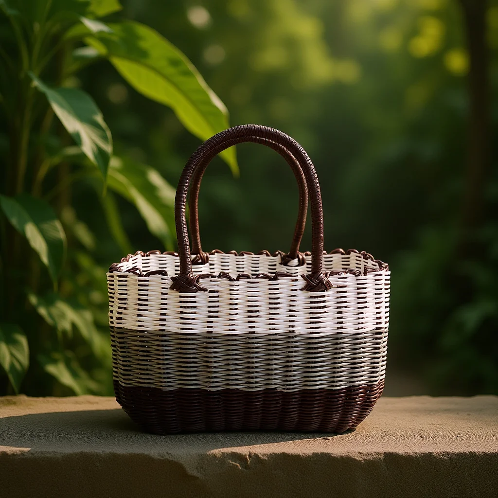 

Handwoven Medium Straw Basket for Women Picnic Beach Shopping Tote Bag Fruit Vegetable Storage Woven Organizer