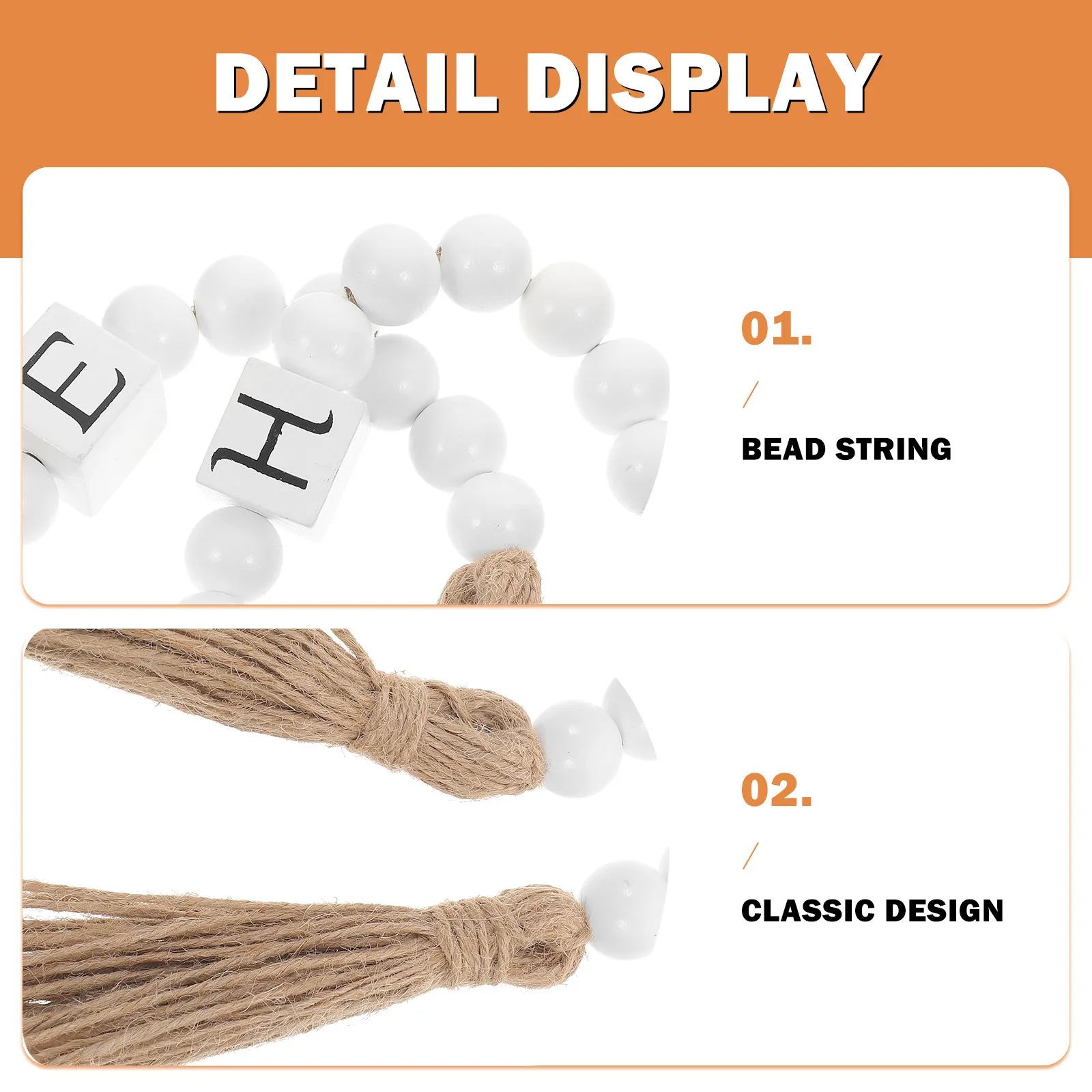 Wood Bead String with Tassels Hanging Beaded Garland Romantic Decor for Living Room Bedroom Wall Staircase Door Decor