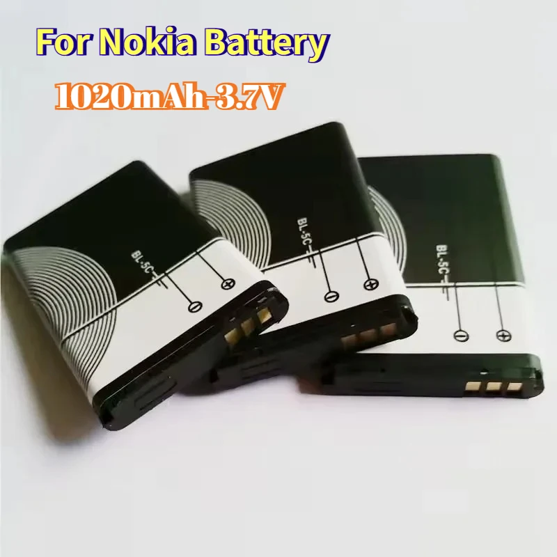 3.7V 1020mAh Lithium Battery BL-5C BL5C BL 5C Rechargeable Batteries for Nokia 2112 2118 2255 2270 2280 2300 2600 2610 3125 3230