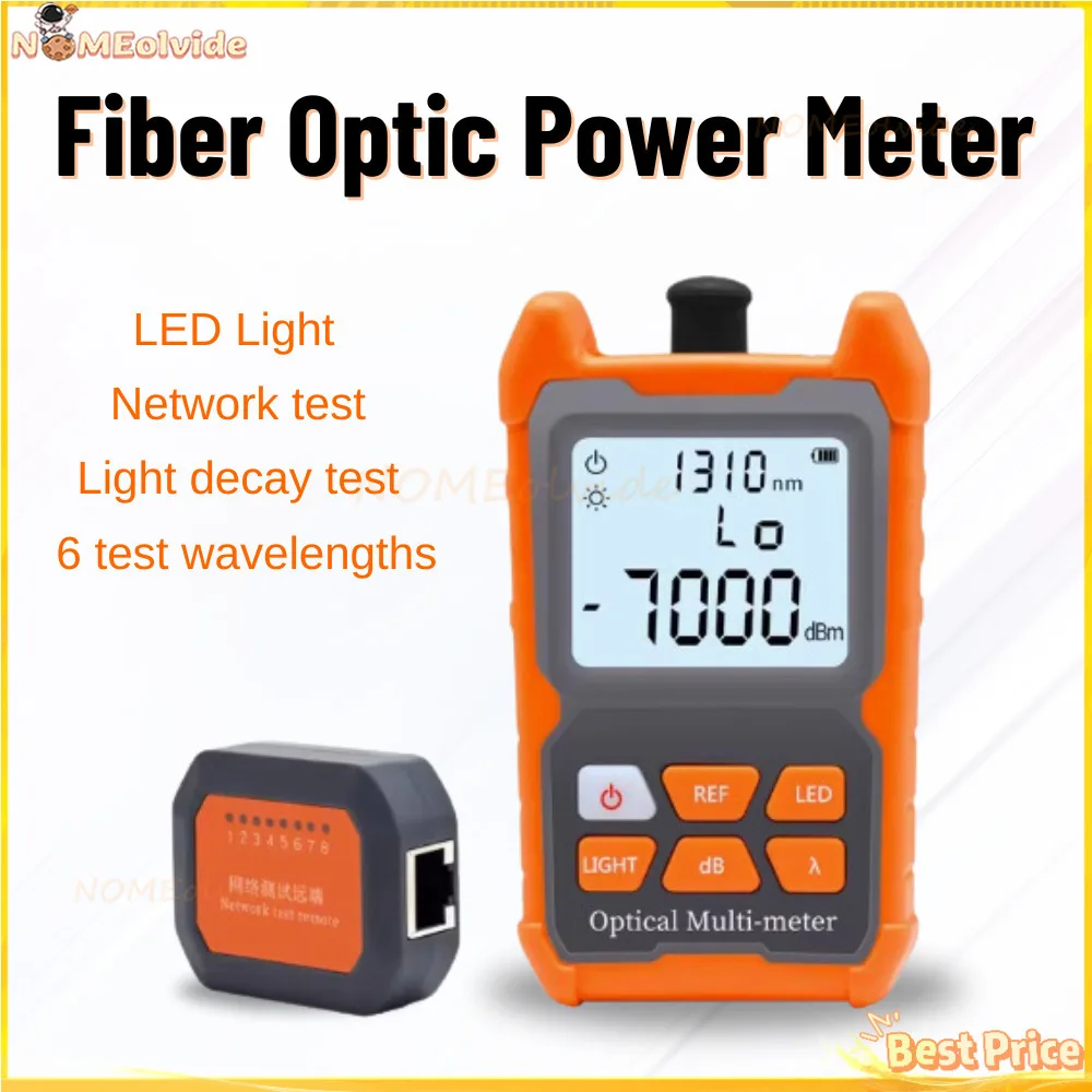 Optical Power Meter 2 In 1 LED Lighting OPM Network Test Fiber Optic Cable Tester Tools Dry Battery