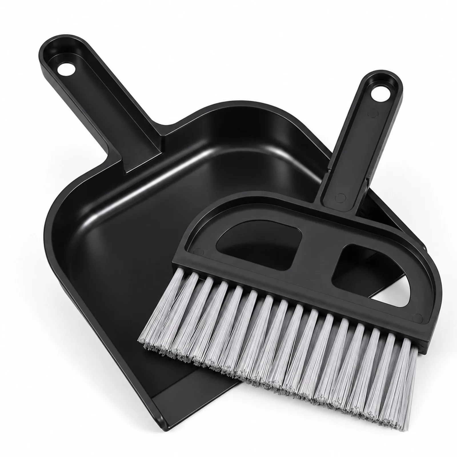 Mini Keyboard Cleaning Brush Plastic Small Broom Dustpan Set Black for Table Sofa Car Use Computer Cleaning Tool