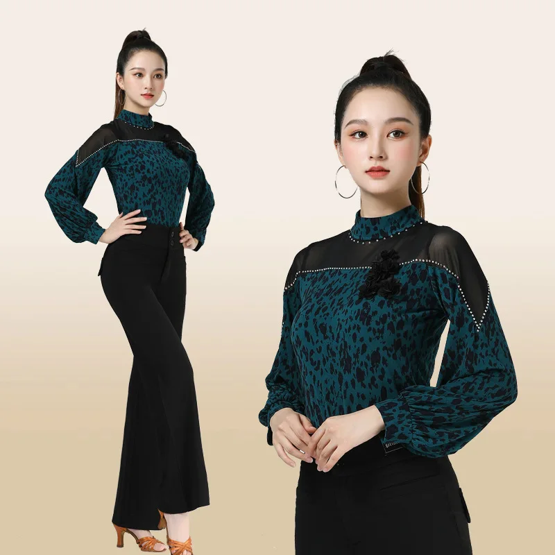 Women Latin Dance Pants Long/Short sleeved Balloom Modern Dancewear Top for Stage Performance Outfit Matching Customized