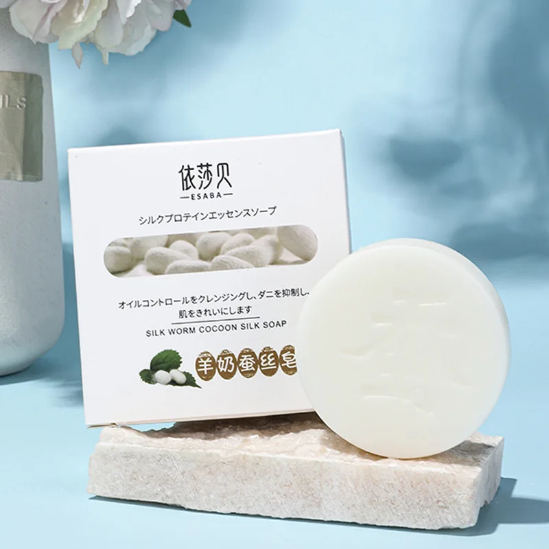 Goat Milk Silk Handmade Soap 60g Moisturizing Skin Care Cleansing Facial Soap Remove Acne Remove Shrink Face Cleaner Body Wash