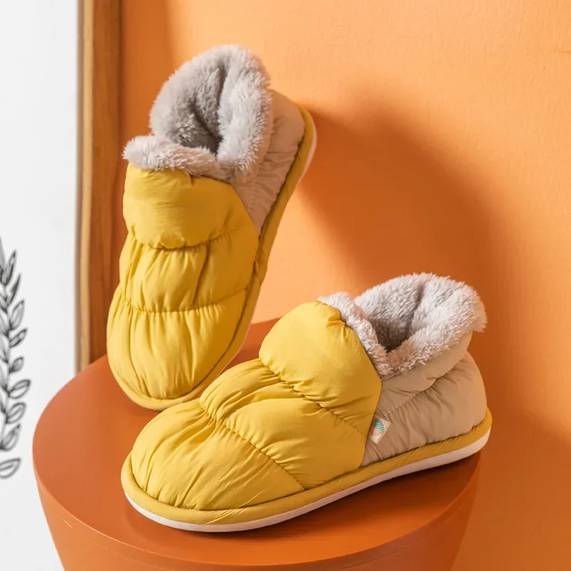 New Women's Winter Cotton Female Shoes 2024 Warm Plush  Couple Slippers for Home Indoor Large Size 42 43
