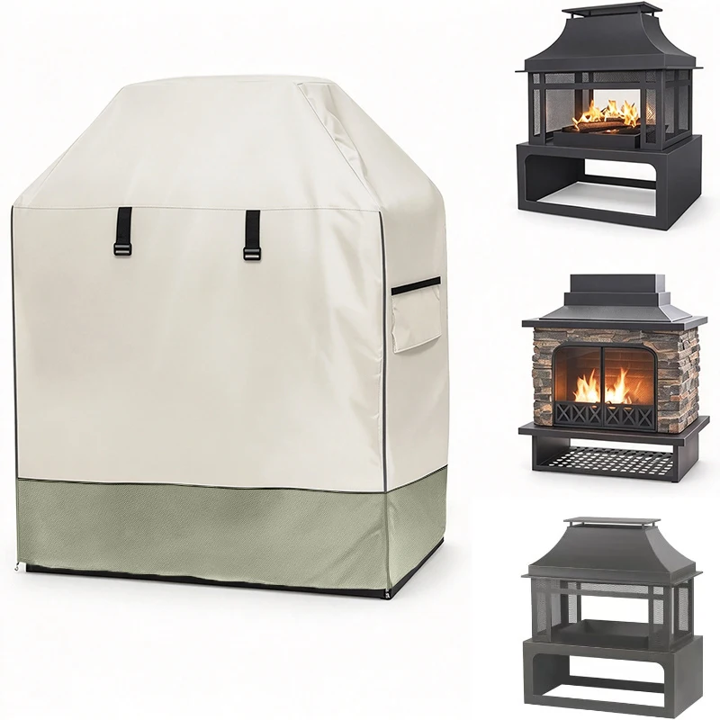 Outdoor Fireplace Cover, Waterproof UV Dust Resistant Patio Fire Pit Protector, Heavy Duty Weatherproof Square Outdoor Fireplace