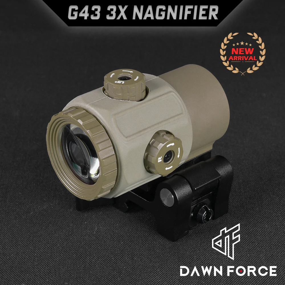 G43 Magnifier Sight 3X with Switch to Side Qick Detach QD Mount for Hunting and Airsoft Rifle Perfect Replica with Full Markings