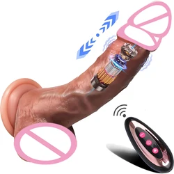 Vibromasseur gode réaliste à poussée automatique pour femme, télécommande, chauffage, machine sexuelle rotative, jouet adulte sexy