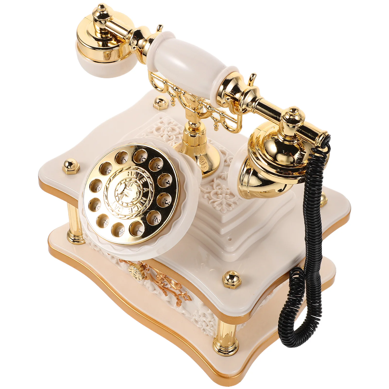

Landline Telephone Desktop Dial Figurine Old Fashioned Ornament Decoration