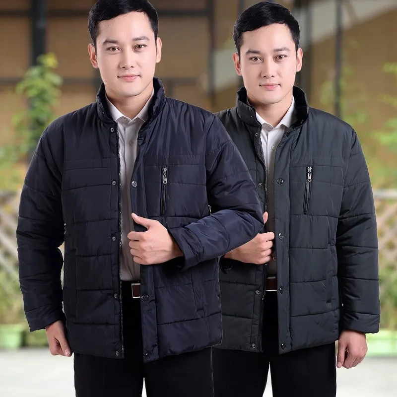 

Loose Thickened down Cotton Jacket for Middle-Aged And Elderly Men Winter Outerwear Business Gentleman Casual Style Zipper Cl...
