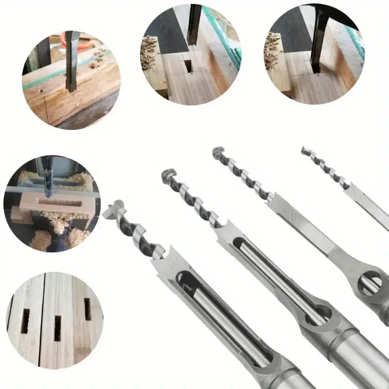 1PC Square Hole Drill Bit Auger Bit Steel Mortising Drilling Craving Square Hole Extended Drill Hole Opener Woodworking Tools