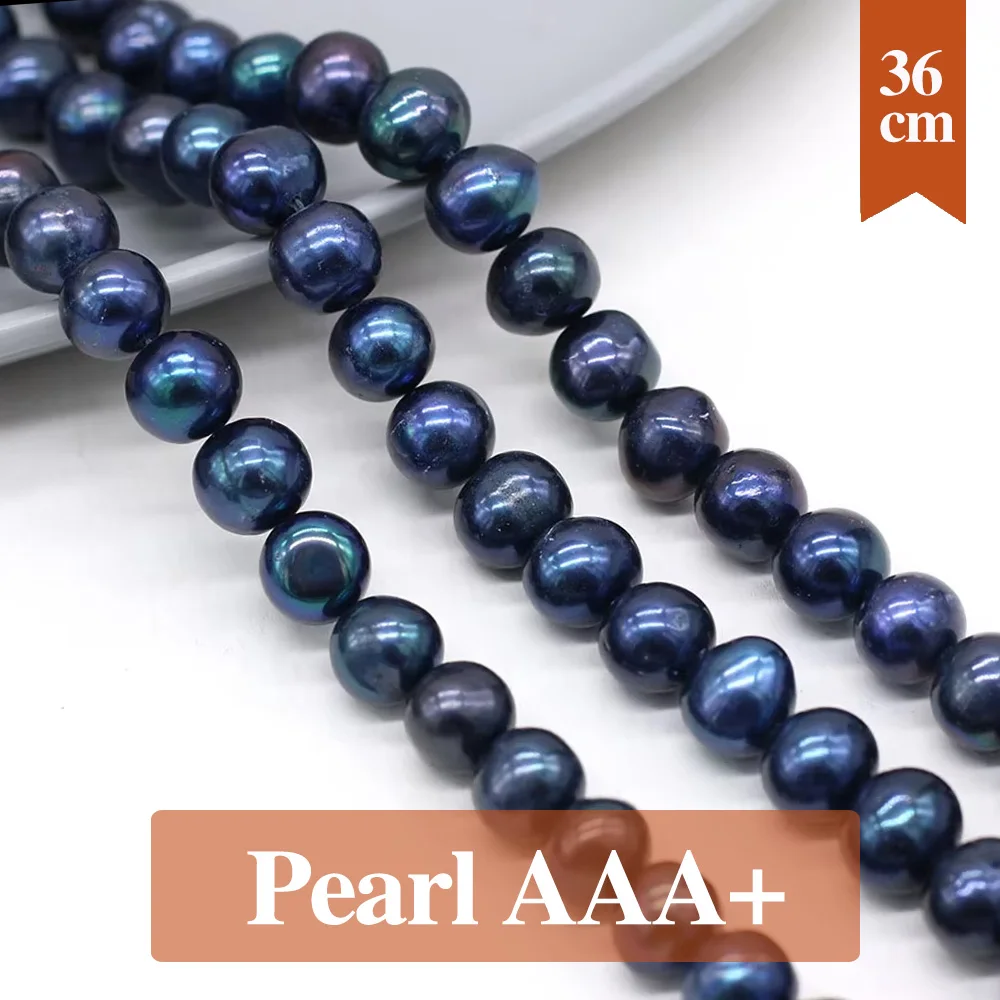 

10-11mm Natural Freshwater Pearl Bead Glossy Round Shape Black Pearl Loose Beaded for Making DIY Jewerly Necklace Bracelet