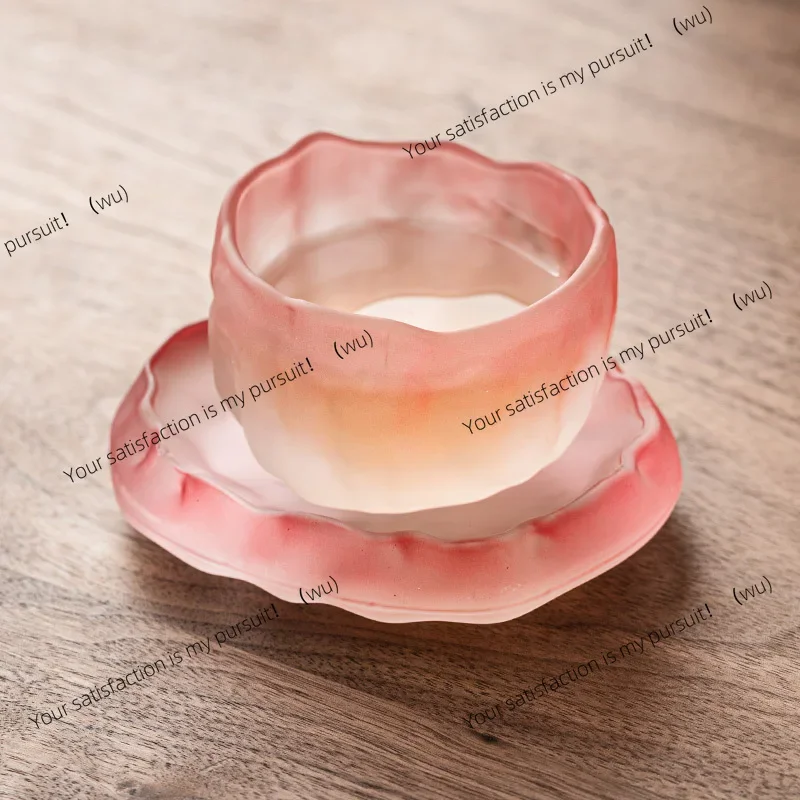 Crystal glazed glacier cup pink small teacup, tea set