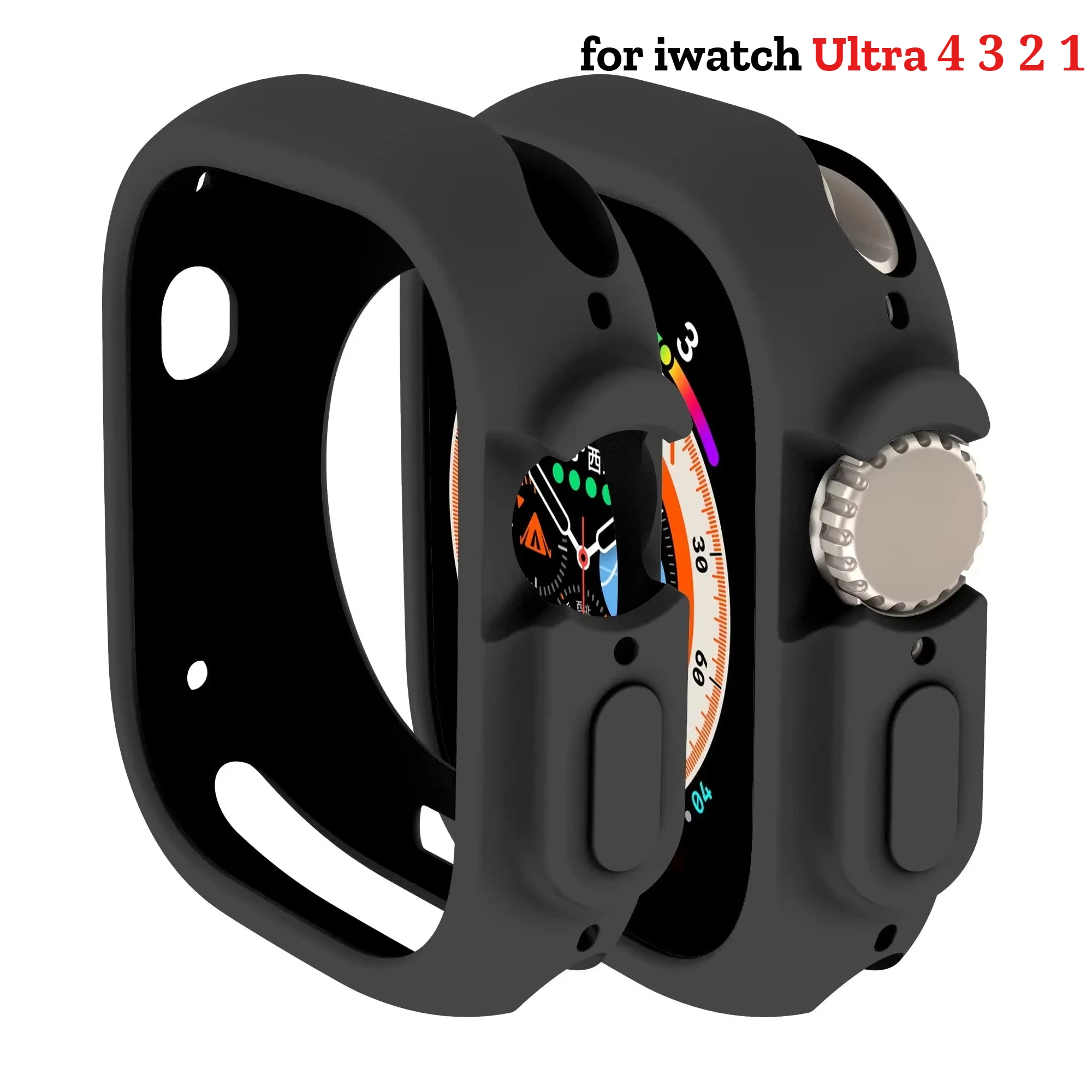Cover for Apple Watch Ultra 49mm Case All-Round Shockproof TPU Protective Silicone Bumper Scratch-Resistant for iwatch Ultra 4 3
