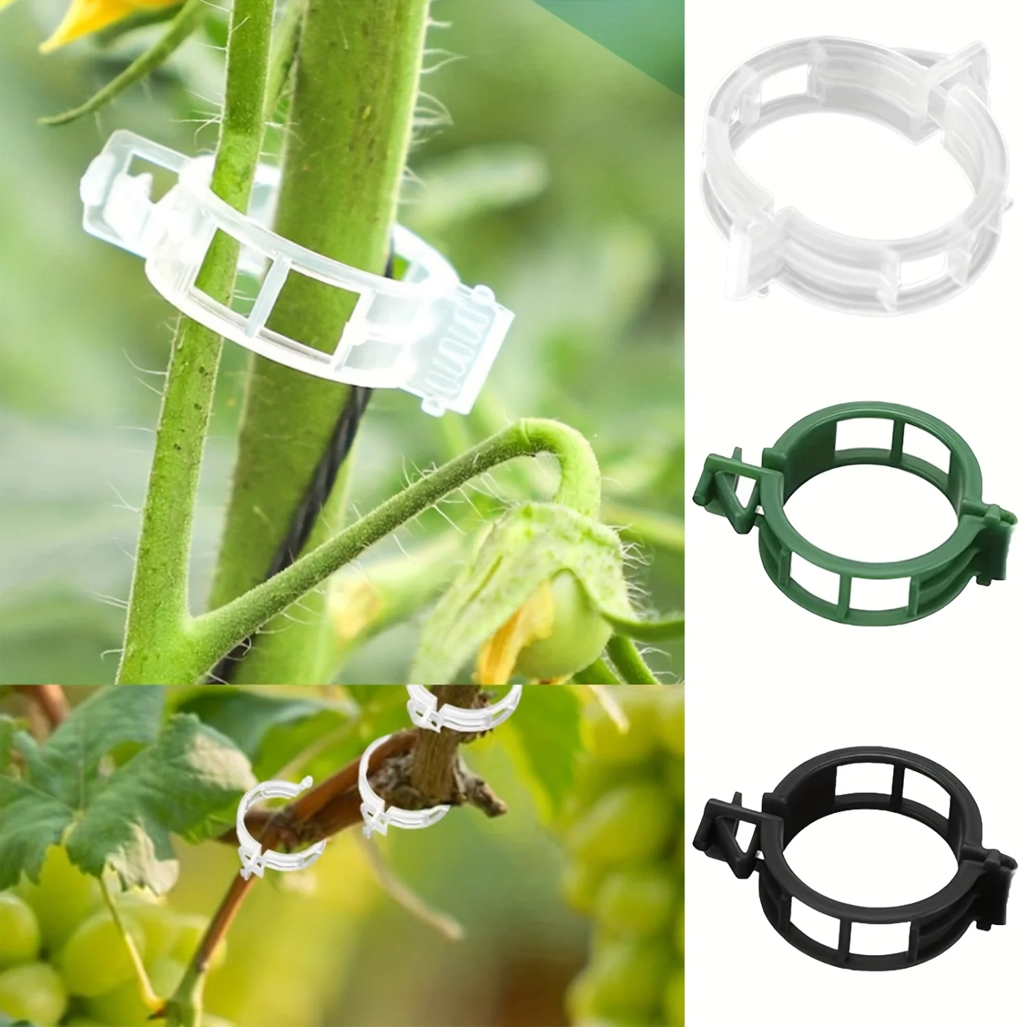 

100pcs/pack Plant Support Clips -Reusable Buckle Design for Orchids, Delicate Vines & Plant Stems -Easy to Use, Durable Plastic