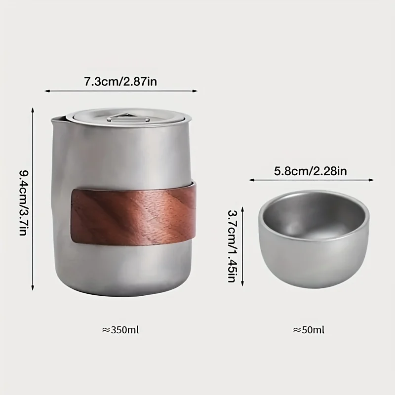 Outdoor Titanium Alloy Tea Set Double-layer Heat-resistant Portable Tea Set Lightweight with Filter Screen Tea Set