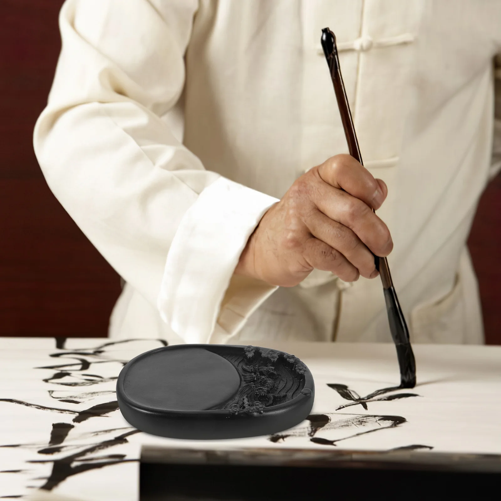 

H Mud Inkstone Desktop Calligraphy Student Black Preserve Painting Ink Stone Chinese Inkslab Writing Drawing