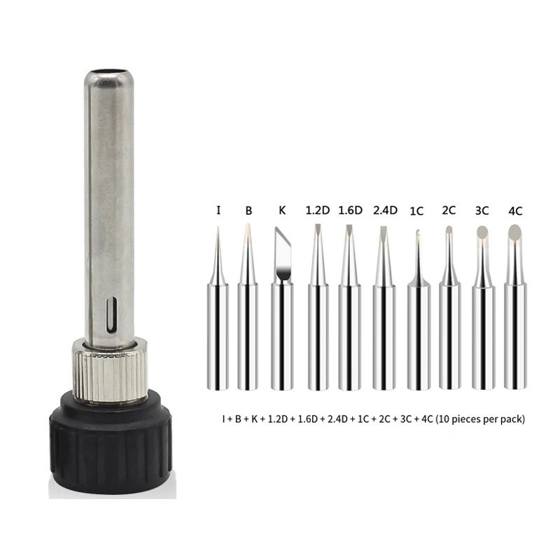 10Pcs Soldering Iron Tips 900M Lead-Free Solder Iron Tip Replaceable Soldering Tip with Welding Sleeve for Soldering Station