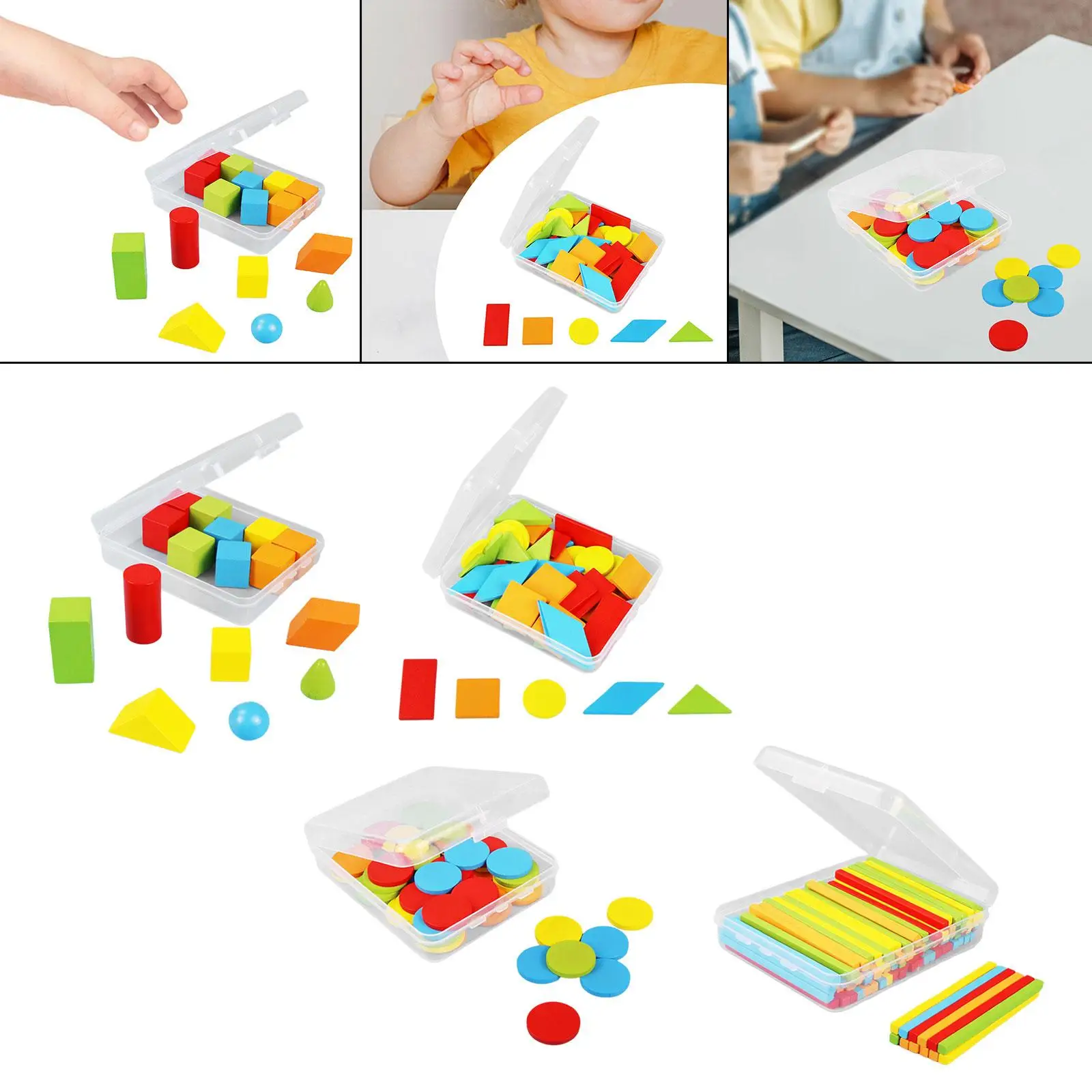 Bloques sólidos geométricos para actividades preescolares, formas matemáticas educativas, sólidos geométricos