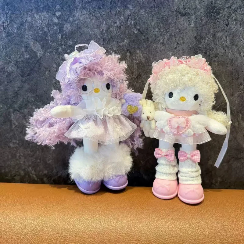 

15CM Anime Hello Kitty DIY Handmade Plush Doll Keychain PP Cotton Stuffed Doll Kawaii School Bag Pendant Accessories Gift