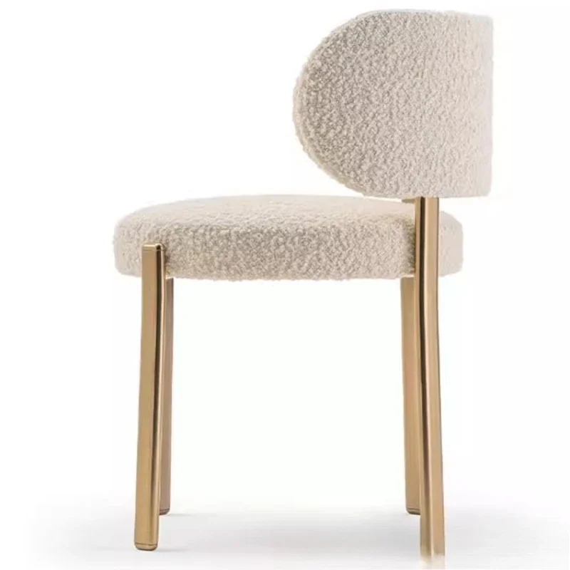 Light luxury restaurant chair minimalist lamb wool makeup chair home backrest leisure hotel sales department table and chair