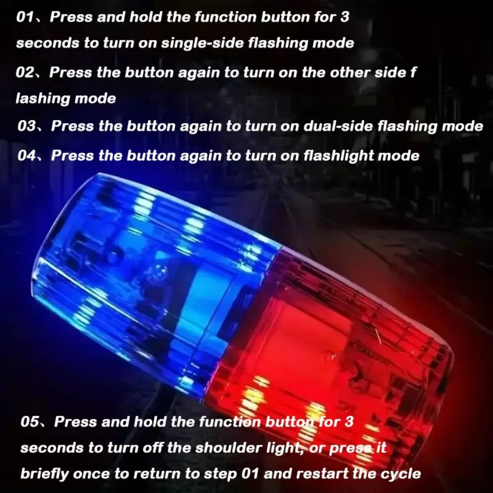 Red Blue LED Shoulder Warning Light Waterproof Rechargeable Flashing Shoulder Light Small Signal Lights