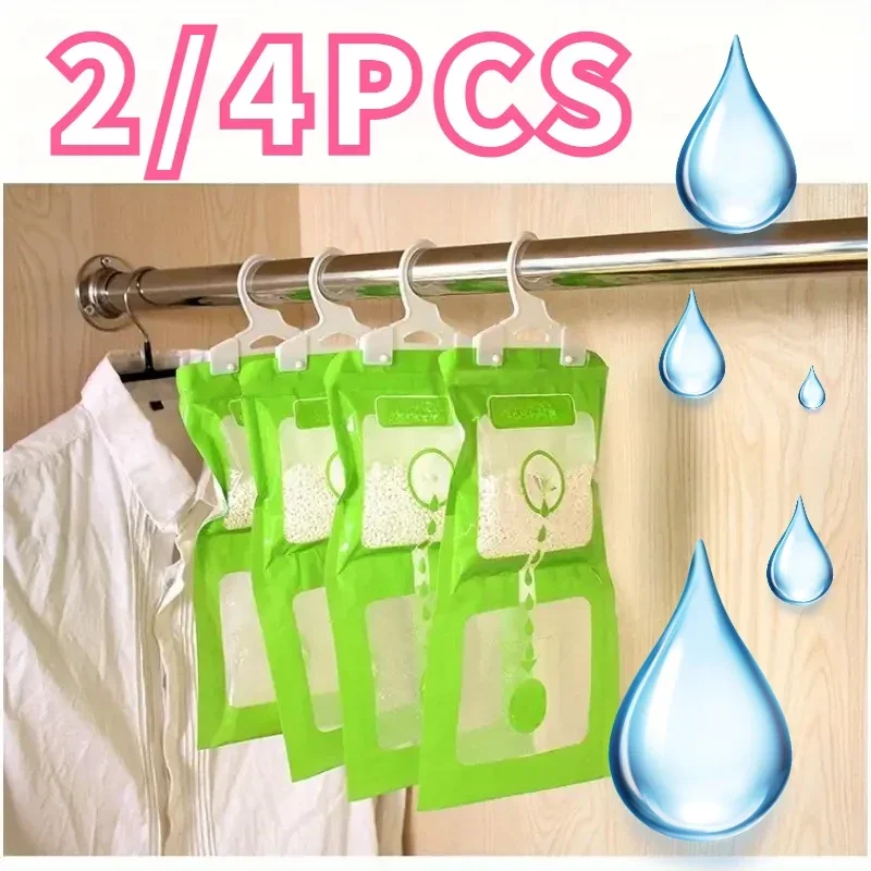 2/4pcs Household Hangable Dehumidification Bag Wardrobe Dehumidifier Moisture-proof Agent Anti-mildew Desiccant Mold Remover