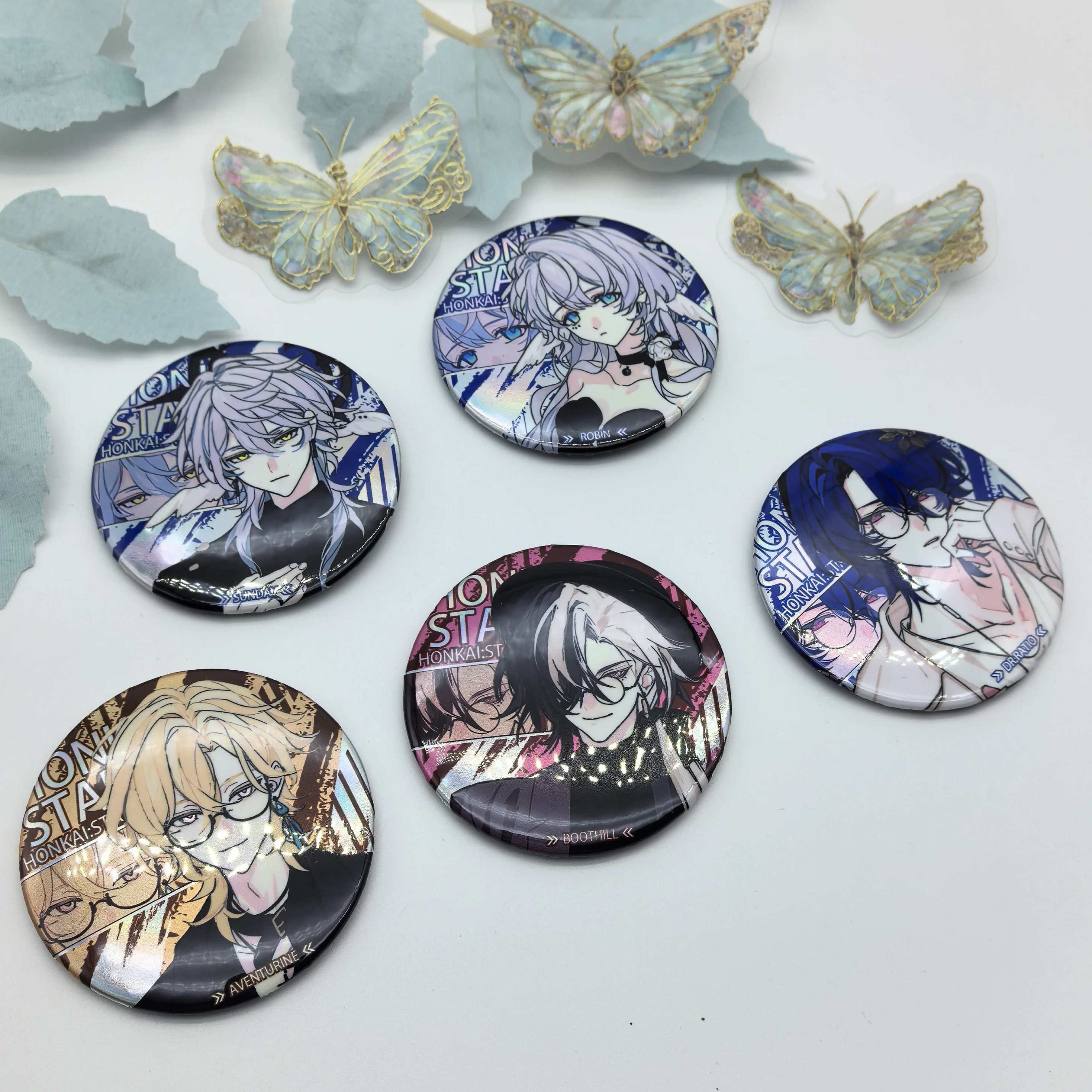 1PC Anime Games Honkai: Star Rail Robin Sunday Reflect Light Badges Clothes Jewelry Collar Brooches Accessories Gifts For Friend