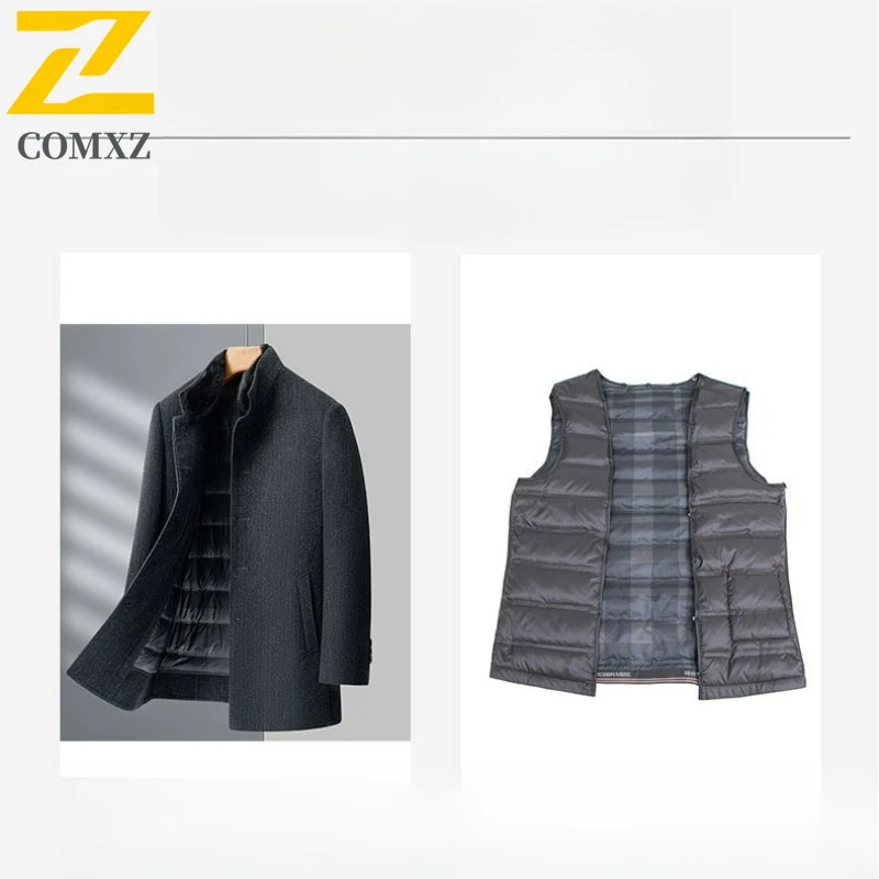 Wool Overcoat 2025 Winter Men Fashion Classic Turndown Collar Warm Coat Premium Business Casual Detachable Down ​TrenchCoat