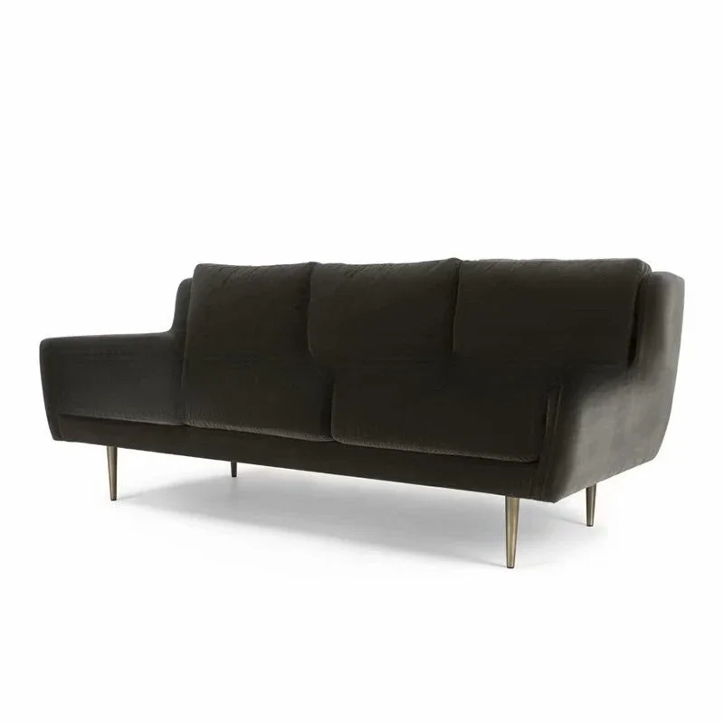 

Nordic modern red flannel, leisure sofa, stainless steel three-person sofa, reception sofa