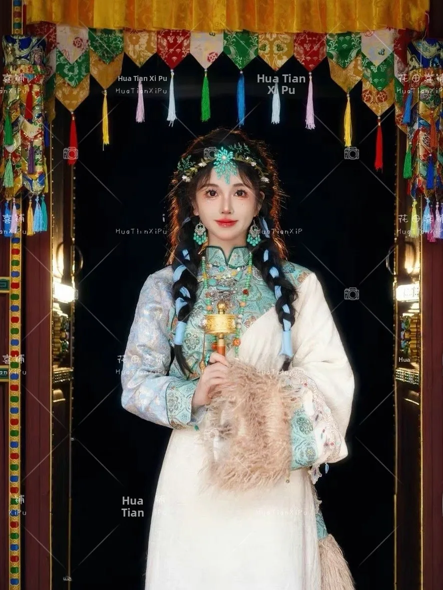 

New Ethnic Tibetan Women's Spring Autumn New Style Lhasa Costume Travel Photography Ethnic Fashion Traditional Tibetan Clothing