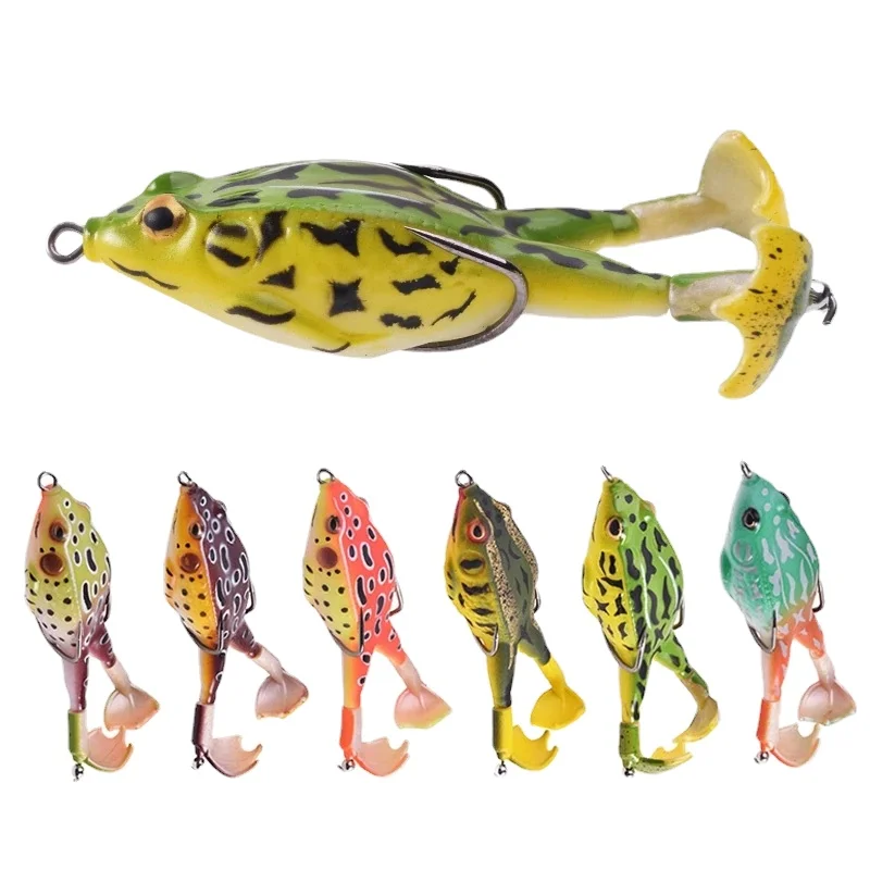 Double Propeller Frog Lure Silicone Soft Baits 9cm Topwater Wobblers Artificial Bait for Bass Catfish Fishing Tackle