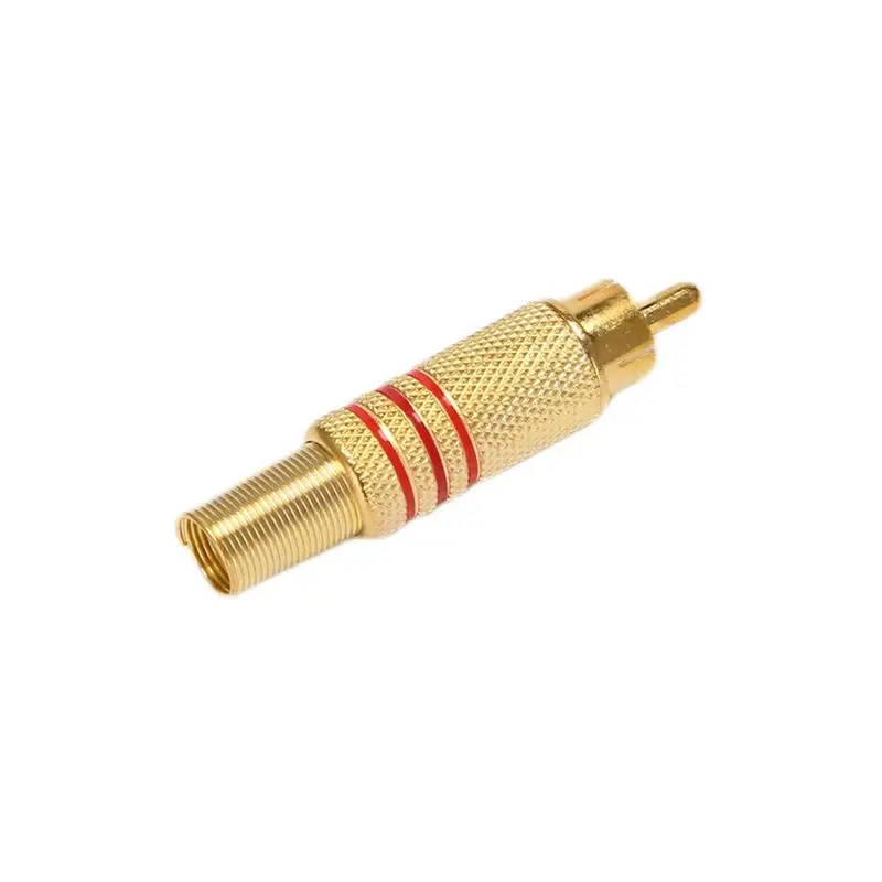 M51K-30Pcs Gold Tone Male RCA Plug Audio Connector Metal Spring Adapter