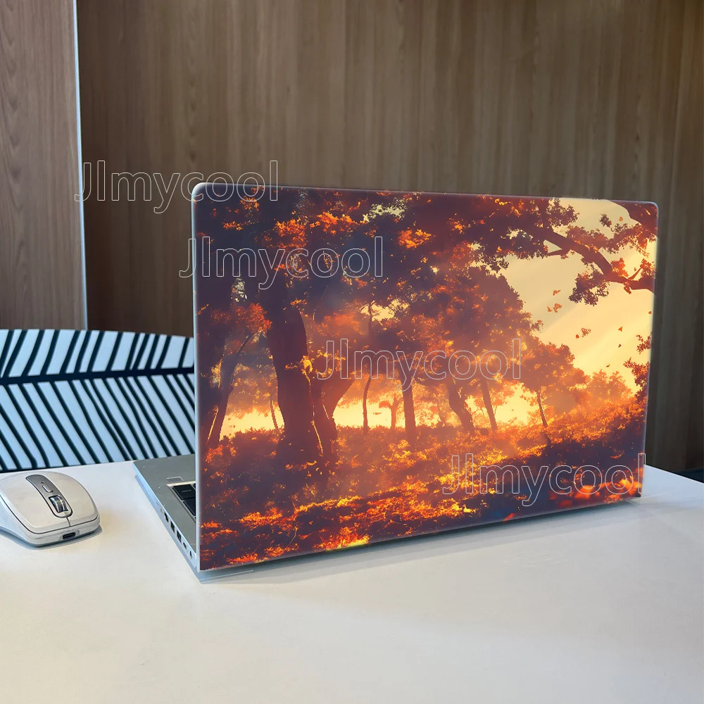 2Piece Autumn Yellow Leaves Pattern Laptop Decal Case Universal Netbook Skin Sticker Non-reusable Laptop Decal Waterproof