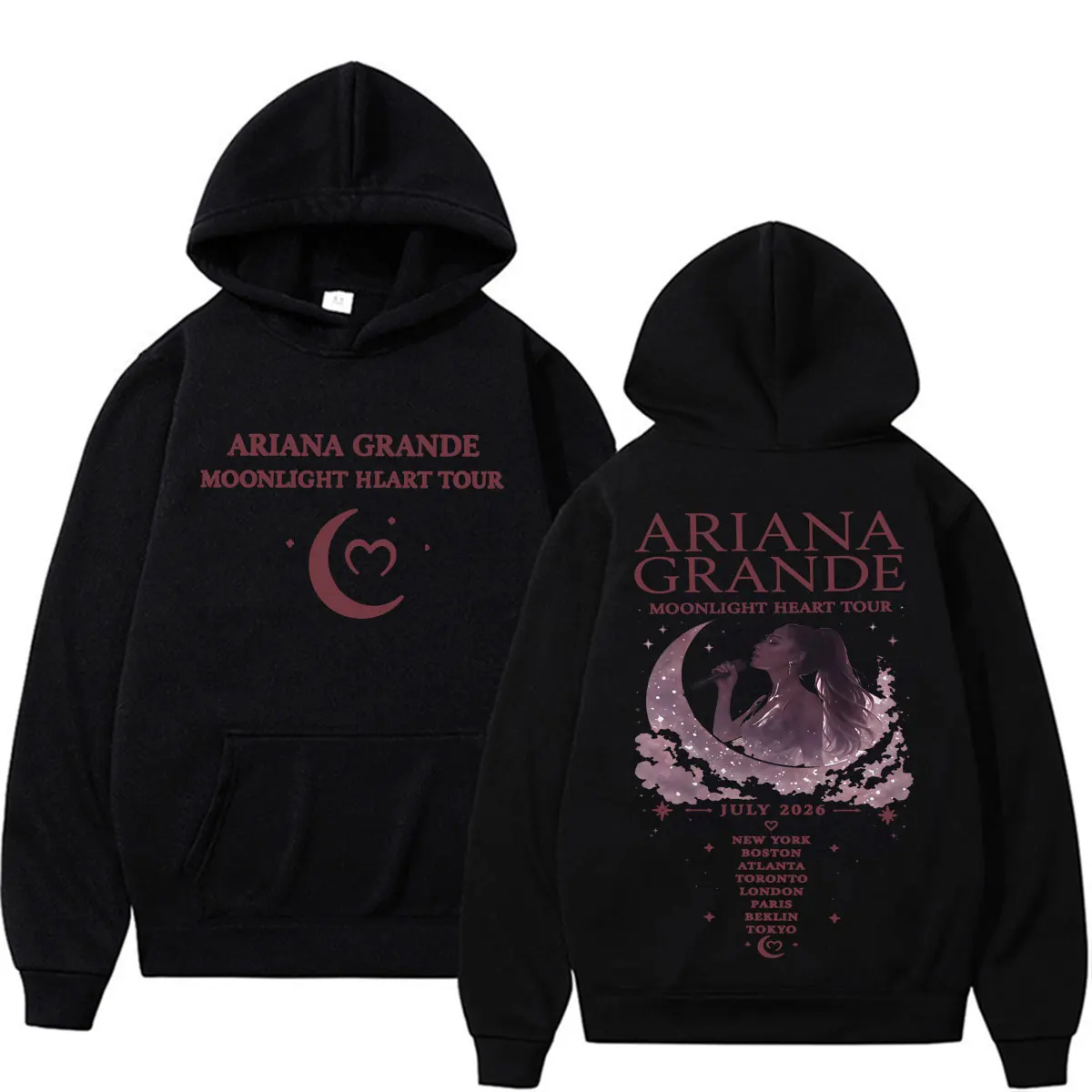 Ariana Grande Moonlight Heart Tour 2026 Graphic Hoodies Men Women Fashion Aesthetic Sweatshirt Fleece Casual Bodywarmer Pullover