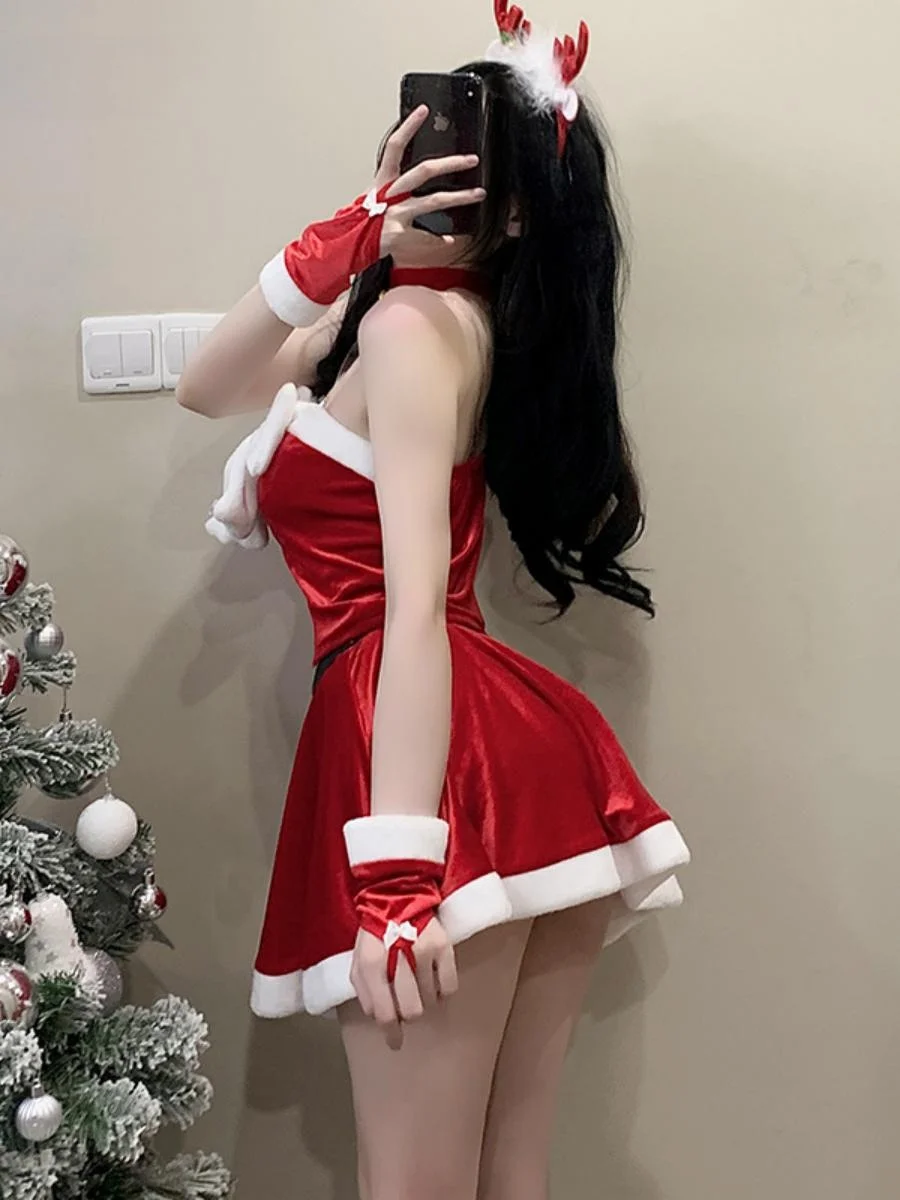 Xian cervos cisas feminino sexy cos ano novo robe doce internet famoso loween desempenho traje conjunto s9 palco outfit