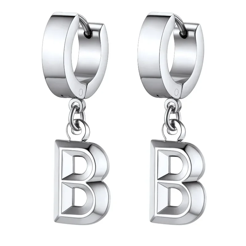 Stainless Steel Letters A-Z Drop Earrings Dangle Earrings Exaggerated Initial Letter Fashion Jewelry Gifts for Women Teen Girls